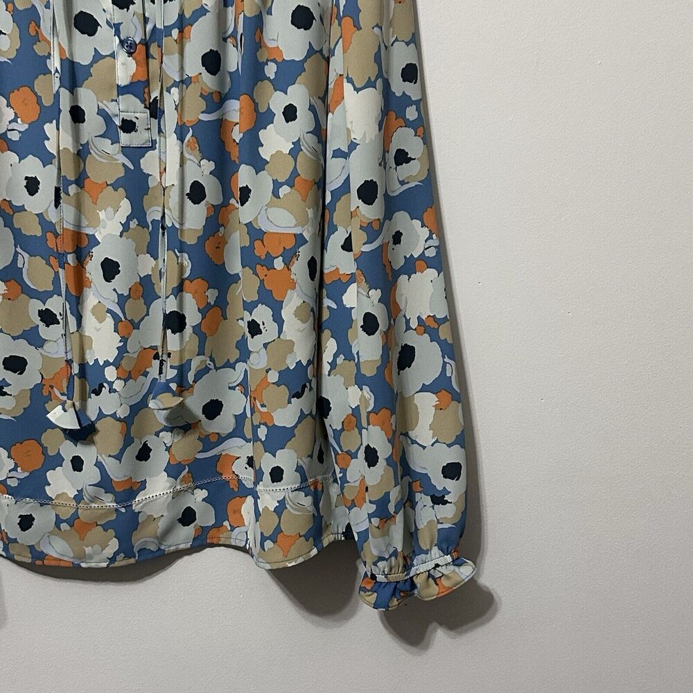 Joie Floral Fields Long Sleeve Peasant Top Blouse M Casual Summer Blue Popover - Picture 2 of 11